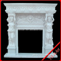 marbel fireplace mantel with statue, white fireplace mantel